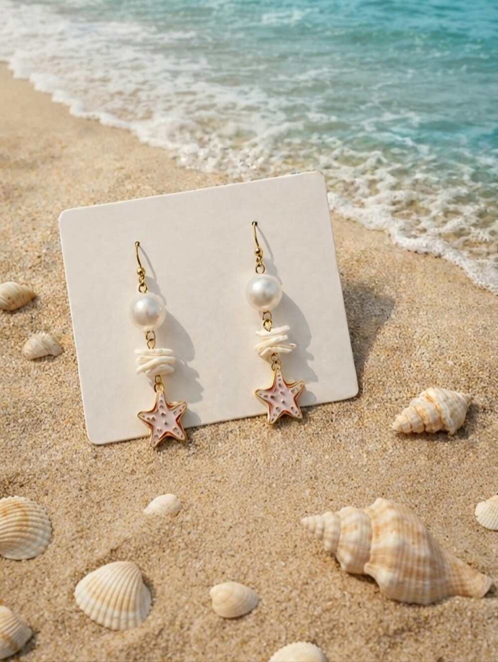 Coastal Starfish and Pearl Drop Earrings